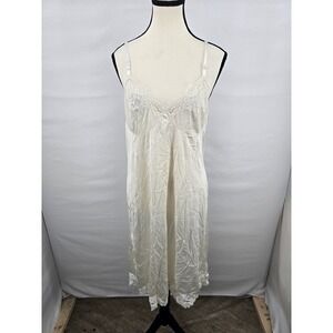 Adonna Vintage Cream Ivory Lace Trim Full Slip Lingerie Size 38 Made in USA